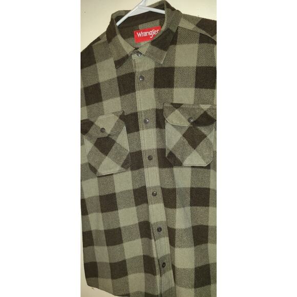 Wrangler Plaid Shirt Shacket Jacket BROWNS Fleece Unlined Men's Large L ButtonUp - Picture 5 of 14
